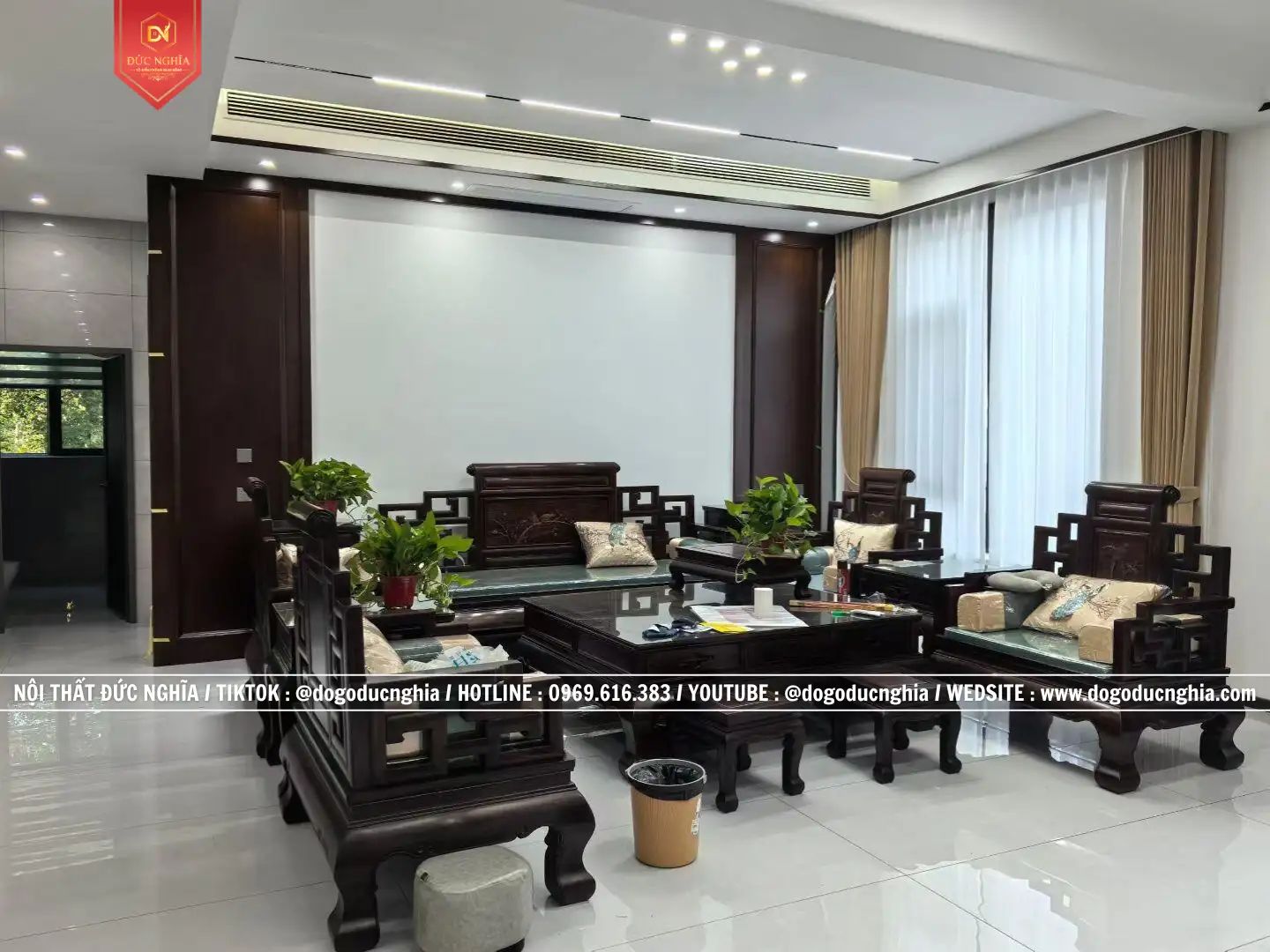 bộ ghế sơn thủy gỗ mun hoa lào