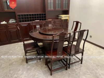 Bàn Ghế Ăn Tròn 6 Ghế Gỗ Hương l Đơn Giản - Hiện Đại