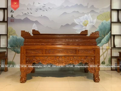 Án Gian Thờ Sen Hạc Nhị Cấp Gỗ Hương - Chân 14