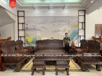 Bộ Ghế Như Ý Khánh Voi 10 Món - Mẫu Mới - Mộng Tàu Víp