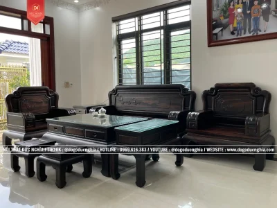 Bộ Ghế Quốc Sắc Thiên Hương Gỗ Mun Hoa Lào - Mộng Tàu Xuất Khẩu