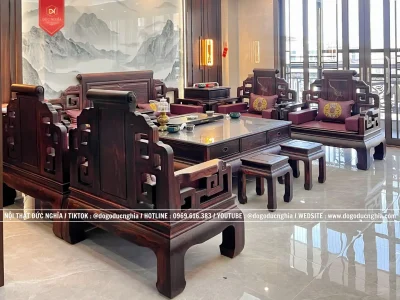 Bộ Ghế Sơn Thủy Gỗ Mun Hoa Víp Gồm 11 Món - Mẫu Mới