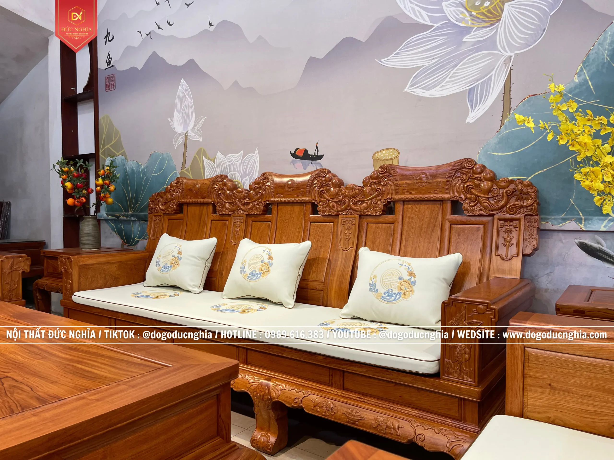 Bộ ghế Như Ý Khánh Voi - 10 Món Gỗ Hương (17)