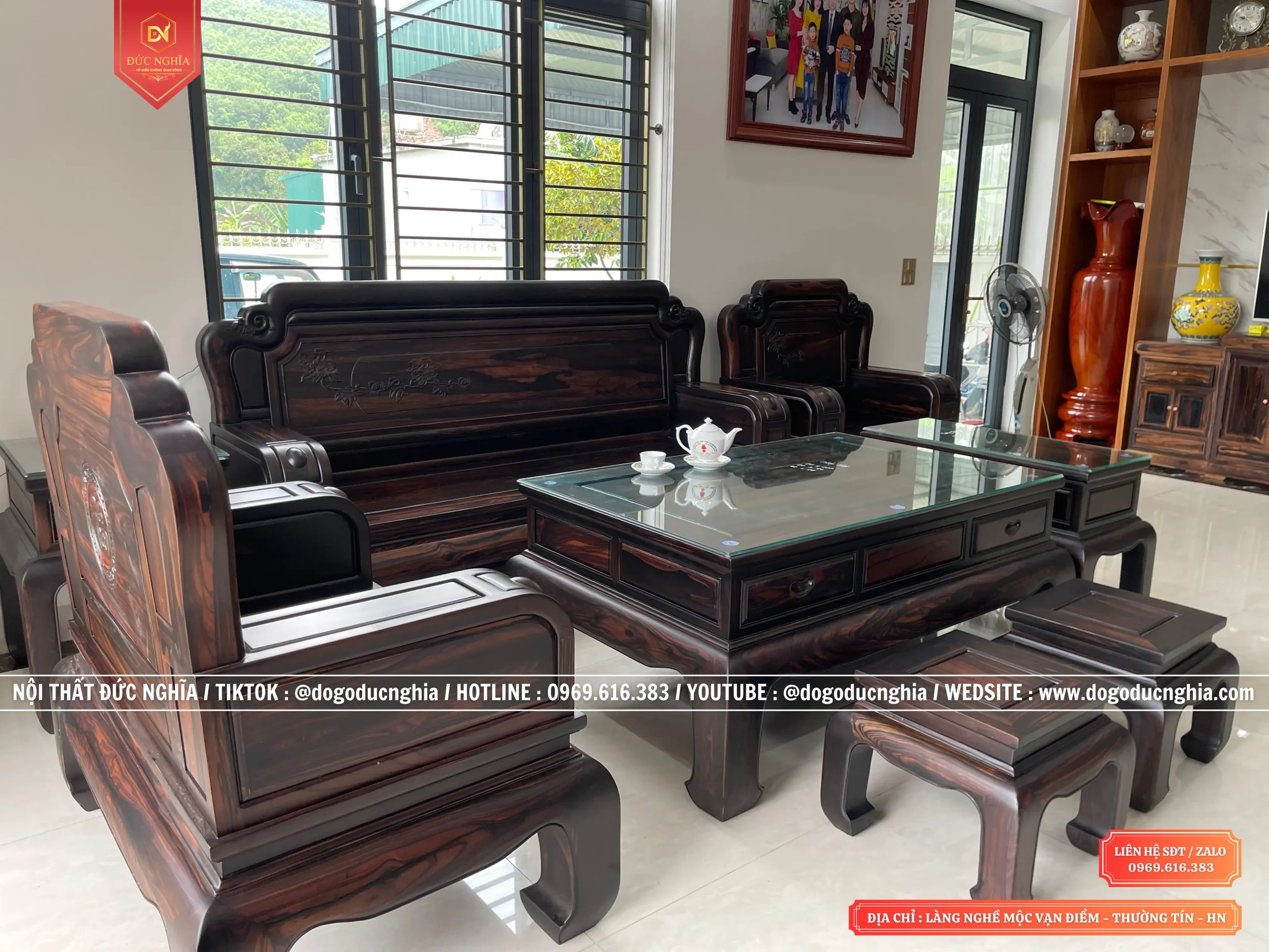 bộ ghế quốc sắc thiên hương gỗ mun hoa lào