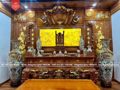 Combo Nội Thất Phòng Thờ Gỗ Gõ Đỏ Siêu Víp