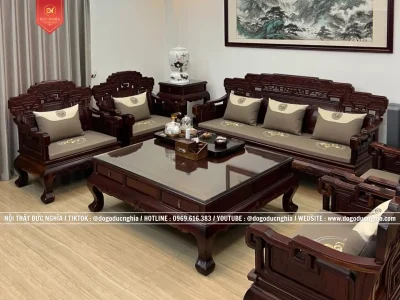 Bộ Ghế Kim Khánh Mộng Tàu Víp - 8 Món Gỗ Gụ Lào