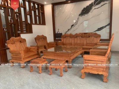Bộ ghế Như Ý Khánh Voi Gỗ Hương - Mộng Tàu Xuất Khẩu.