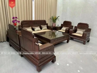 Bộ Ghế Sofa Gỗ Đơn Giản - Hiện Đại l Bộ 8 Món Gỗ Gụ Víp
