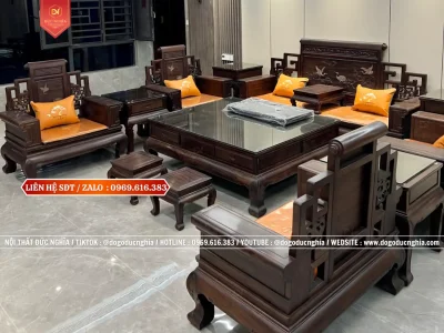 Bộ Ghế Sơn Thủy 13 Món Gỗ Gụ - Mẫu Mới Hiện Đại
