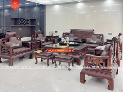 Bộ Ghế Sơn Thủy Mộng Tàu - Mẫu Mới Nhất - 13 Món Gỗ Gụ Víp