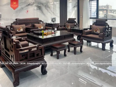 Bộ Ghế Sơn Thủy Hữu Tình 13 Món Gỗ Gụ - Đại Phú Quý