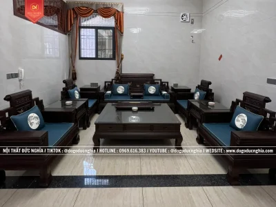 Bộ Ghế Sơn Thủy Tay Hộp 11 Món Gỗ Gụ - Mẫu Mới Nhất