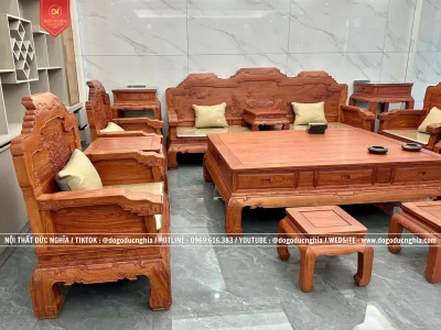 Bộ Ghế Triện Tranh Khổng Tước - 13 Món Gỗ Hương - Mẫu Mới